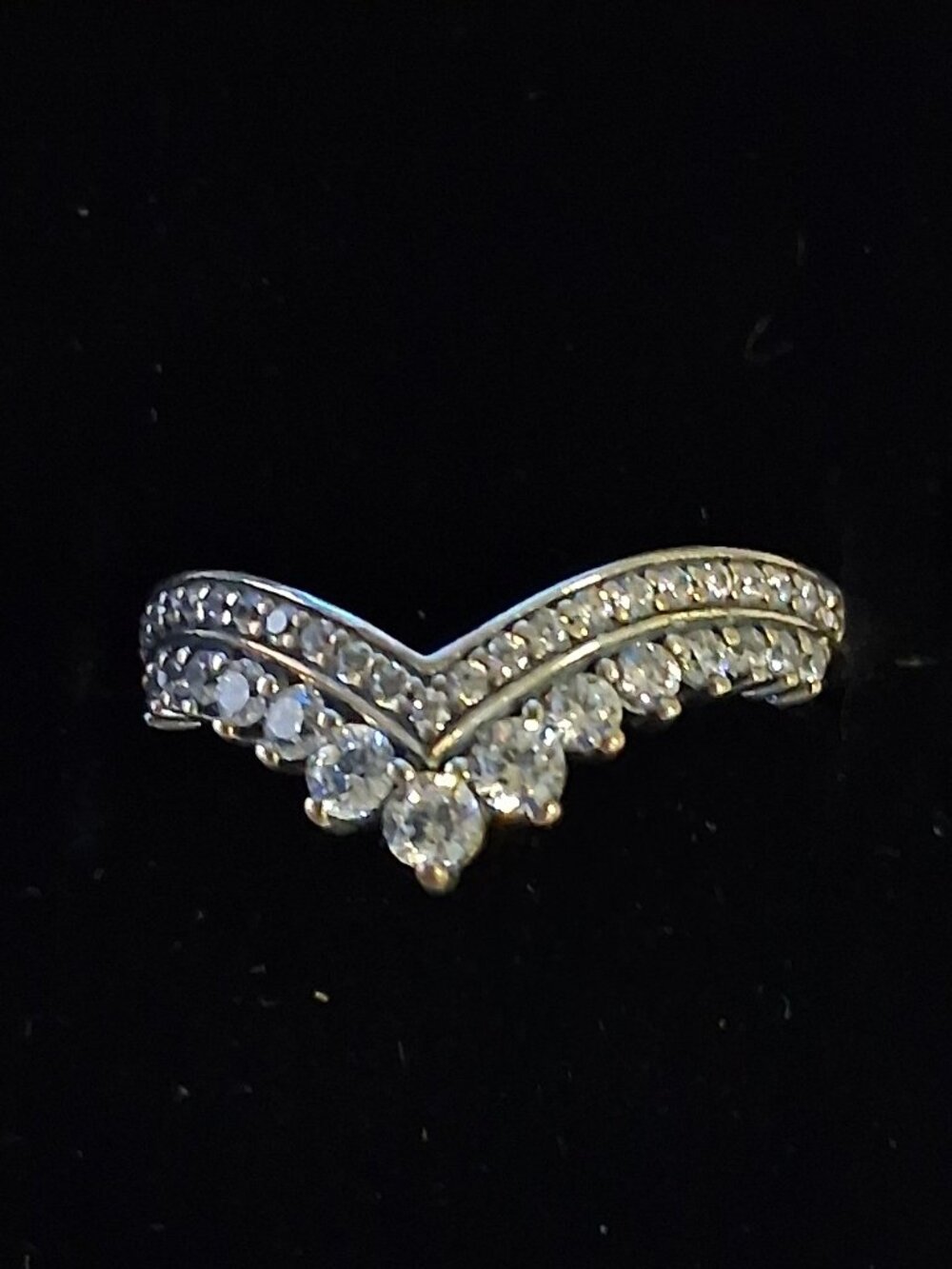 Pandora Princess Wishbone Ring – Sterling Silver with Clear CZ – Style 197736CZ